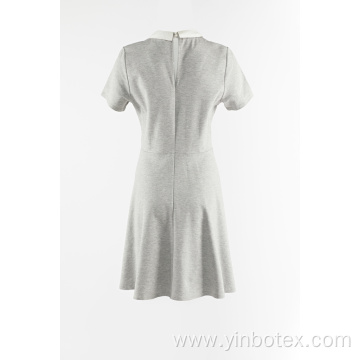 Grey Knitted Dress With Peter Pan Collar